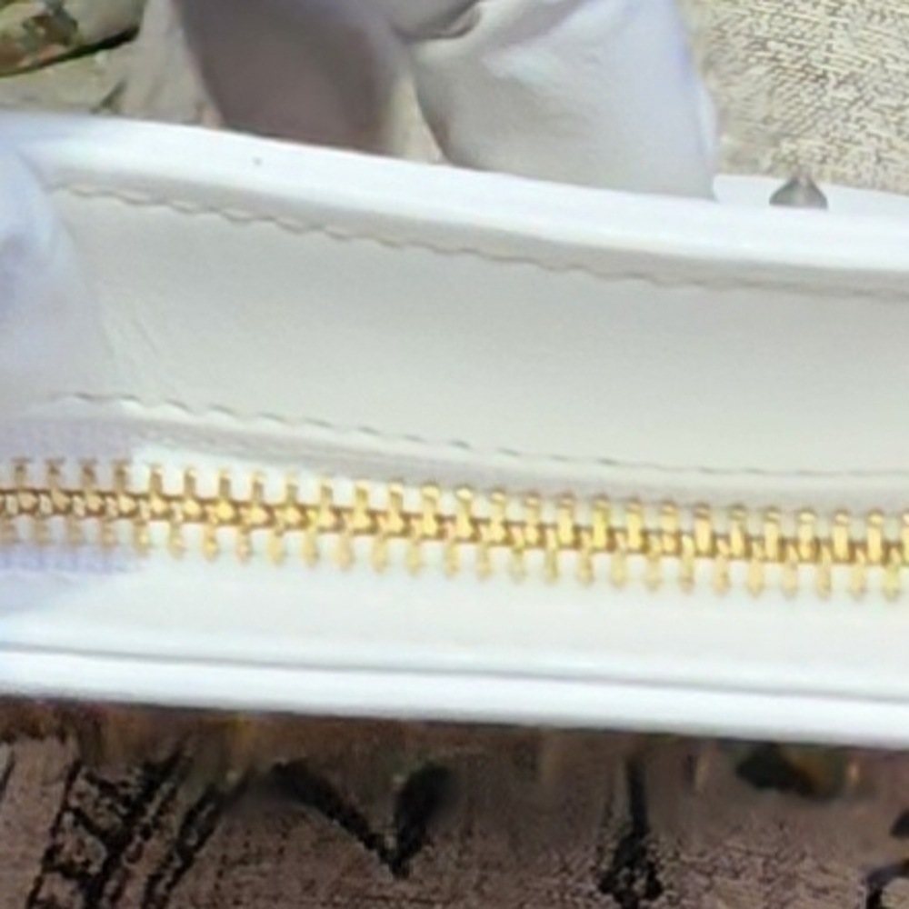 Authentic Christian Louboutin White Leather Spiked Clutch With Chain - Picture 2 of 7